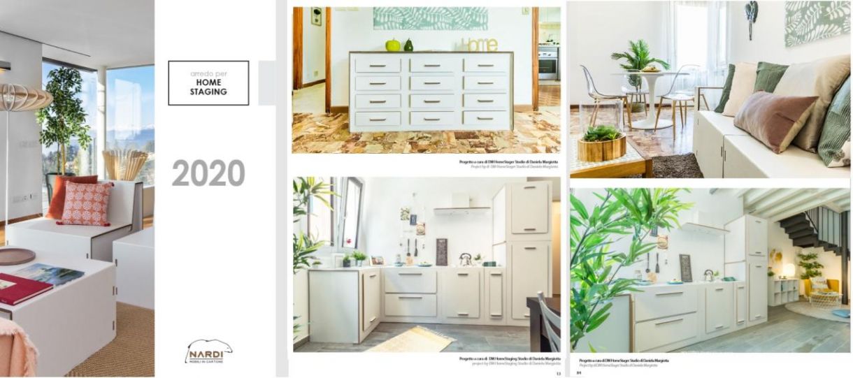 home staging con mobili in cartone negli appartamenti vuoti